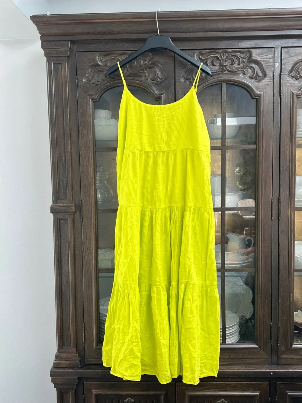 J. Crew Women’s Bright Yellow Tiered Spaghetti Strap Dress